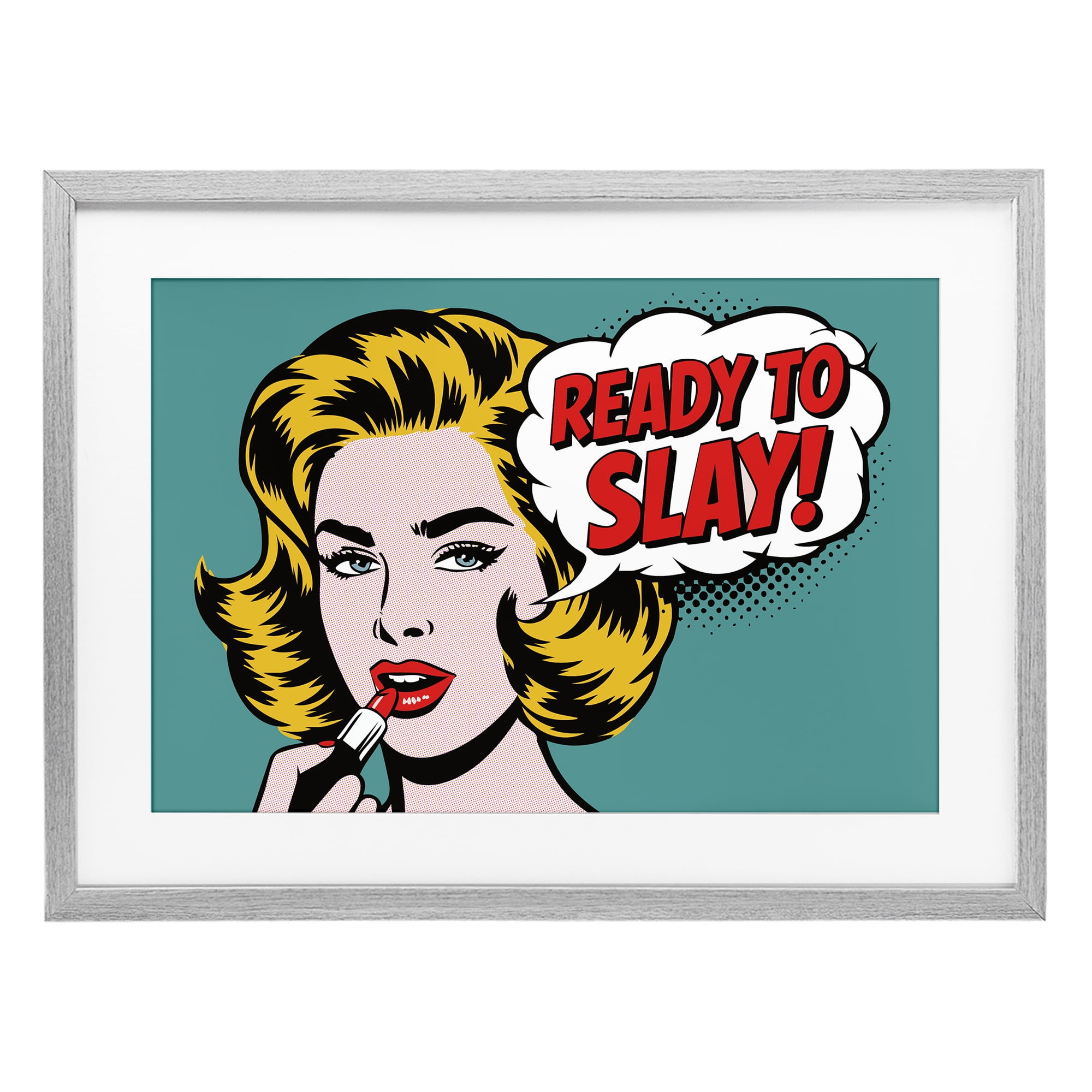 Stupell Industries Ready To Slay Pop Lipstick Gray Framed Print Under Glass, design by Andreas Magnusson