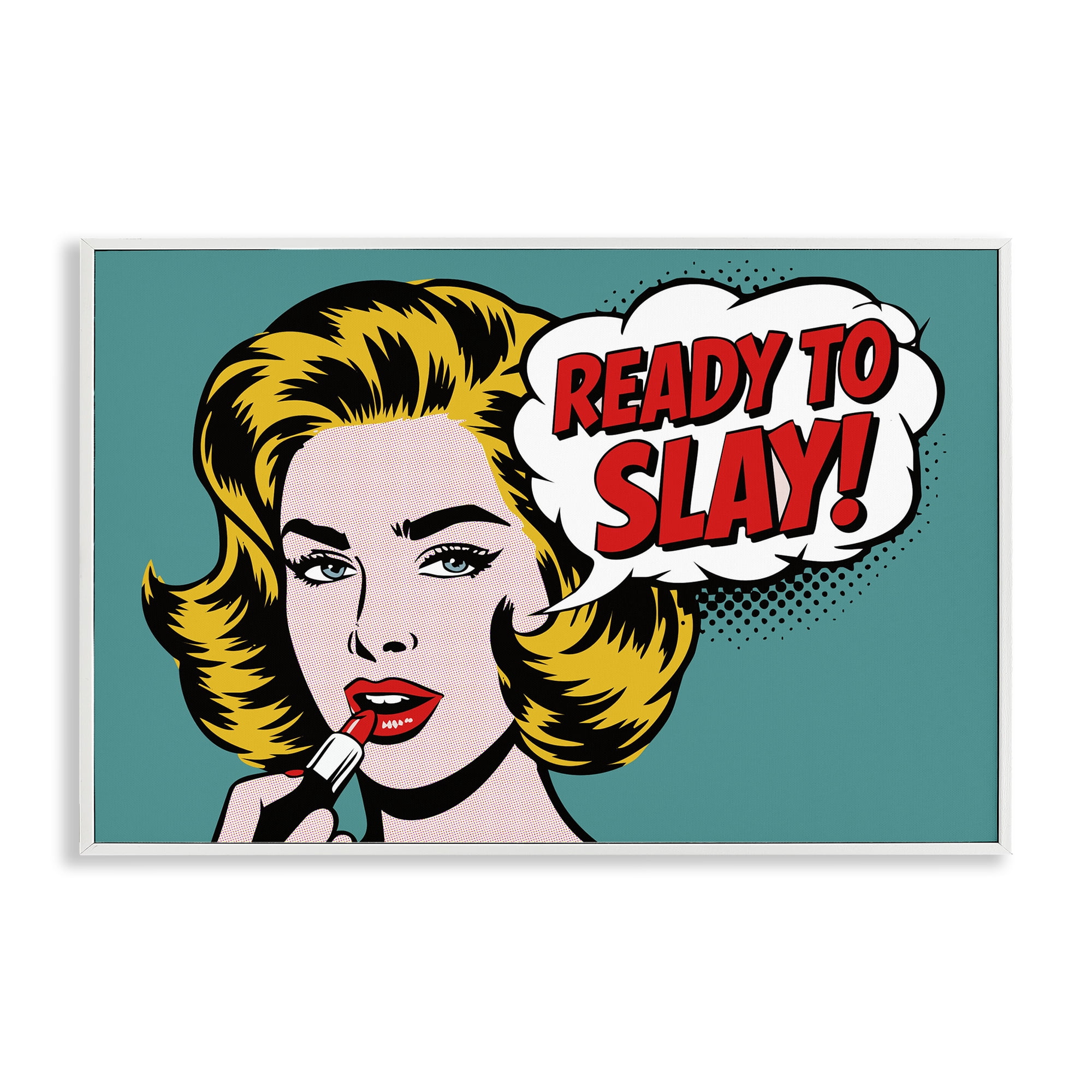 Stupell Industries Ready To Slay Pop Lipstick White Framed Giclee Art, design by Andreas Magnusson