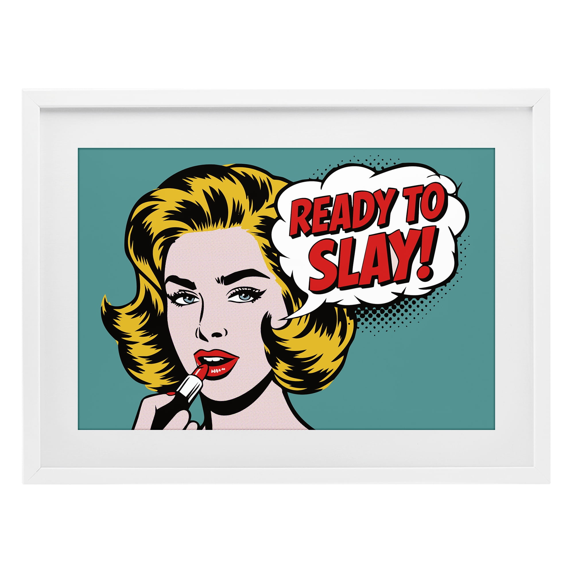 Stupell Industries Ready To Slay Pop Lipstick White Framed Print Under Glass, design by Andreas Magnusson