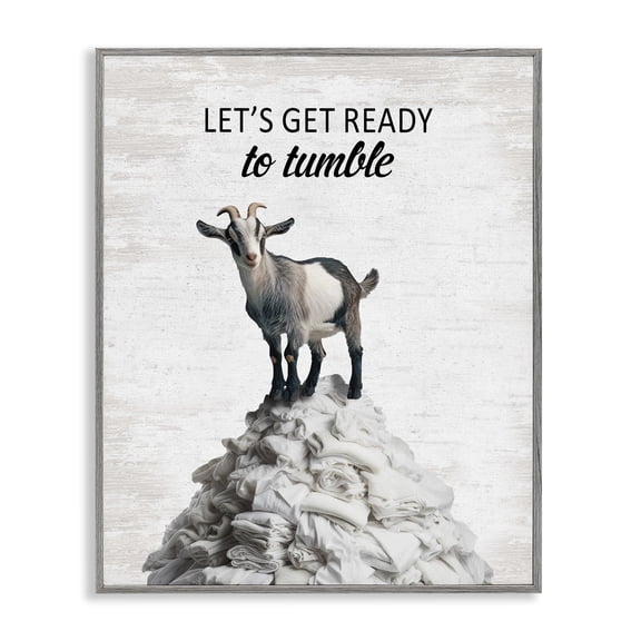 Stupell Industries Ready To Tumble Laundry Quotes and Sayings Painting Gray Framed Art Print Wall Art, 16 x 20
