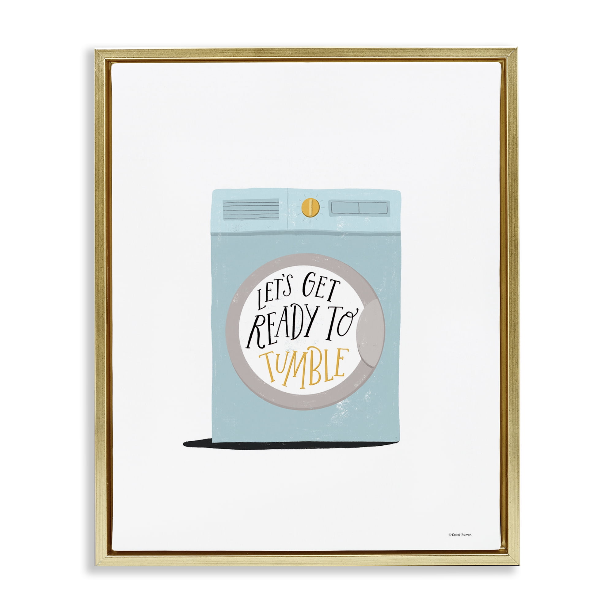 Stupell Industries Ready to Tumble Laundry Typography Painting Gold Floater Framed Art Print Wall Art, 25 x 31