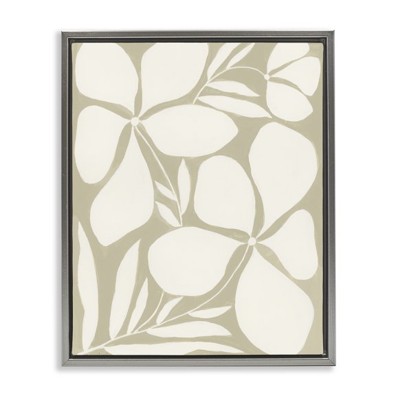 Stupell Industries Real Simple Florals Gray Framed Floater Canvas Wall Art design by Danhui Nai, 31 x 25
