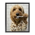 thumbnail image 1 of Stupell Industries Bohemian Realistic Dog Brushing Teeth Black Floating Frame Canvas Art, 17 x 21, by Abigail Walker, 1 of 8