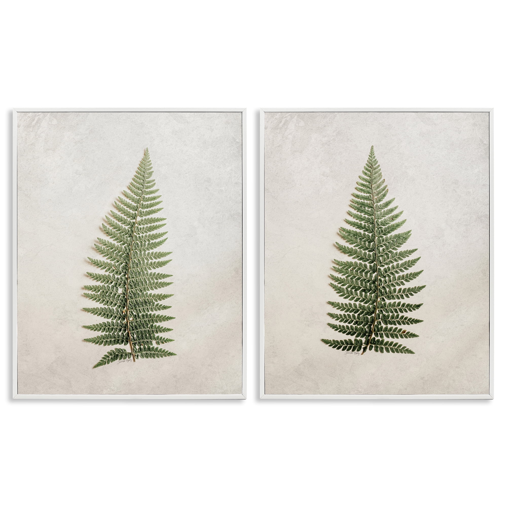 Stupell Industries Realistic Fern Leaves Plants & Flowers Painting White Framed Art Print Wall Art, 24 x 30, Set of 2