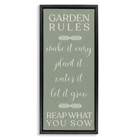 Stupell Industries Reap What You Sow Gardening Quotes and Sayings Painting Black Floater Framed Canvas Art Print Wall Art, 11 x 25