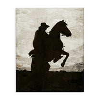 Stupell Industries Rearing Horse & Cowboy Animals Painting Wrapped Canvas Art Print Wall Art, 16 x 20