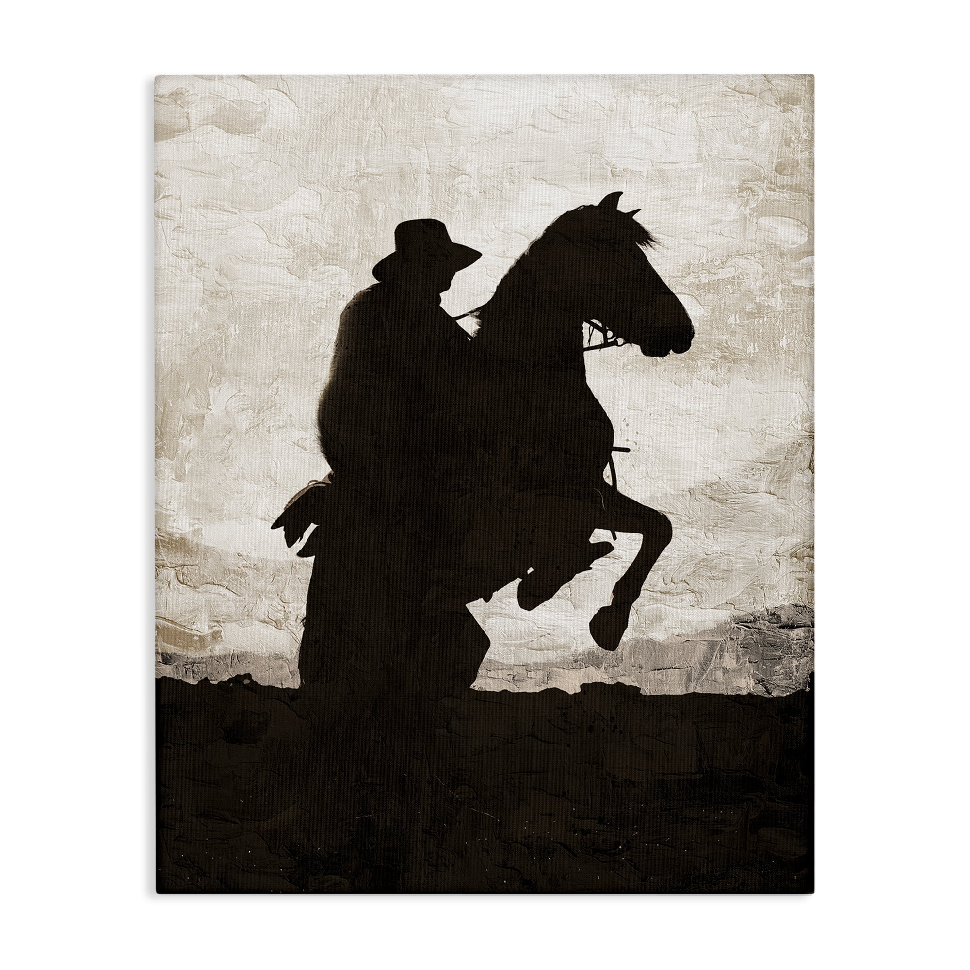 Stupell Industries Rearing Horse & Cowboy Animals Painting Wrapped Canvas Art Print Wall Art, 30 x 40