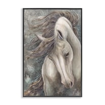 Stupell Industries Rearing Horse with Waving Mane Animals Painting Black Framed Art Print Wall Art, 12 x 18