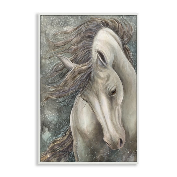 Stupell Industries Rearing Horse with Waving Mane Animals Painting White Framed Art Print Wall Art, 12 x 18