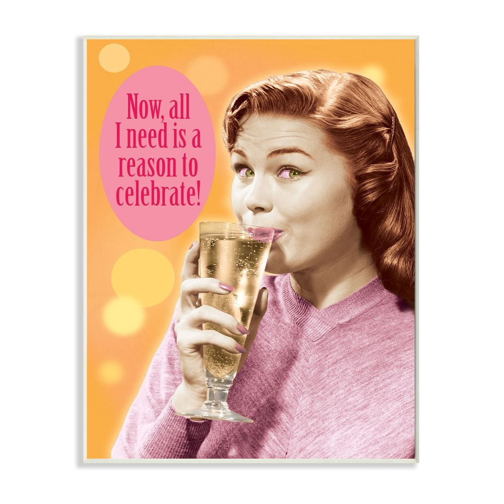 Stupell Industries Reason To Celebrate Funny Party Drink Word Design Wall Plaque by Jim Baldwin