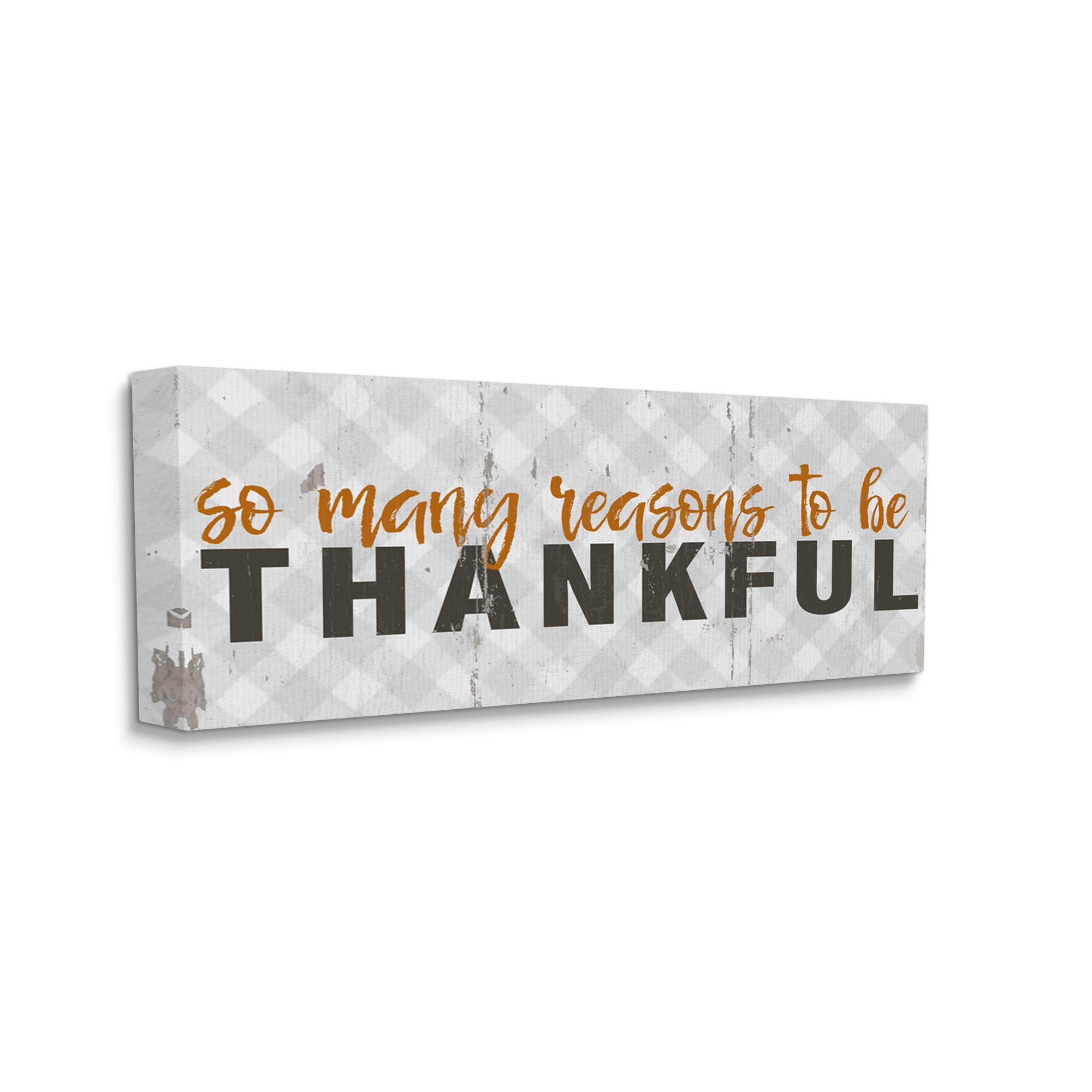 Stupell Industries Reasons to be Thankful Quote Autumn Charm Typography Painting Gallery Wrapped Canvas Art Print Wall Art, 17 x 40