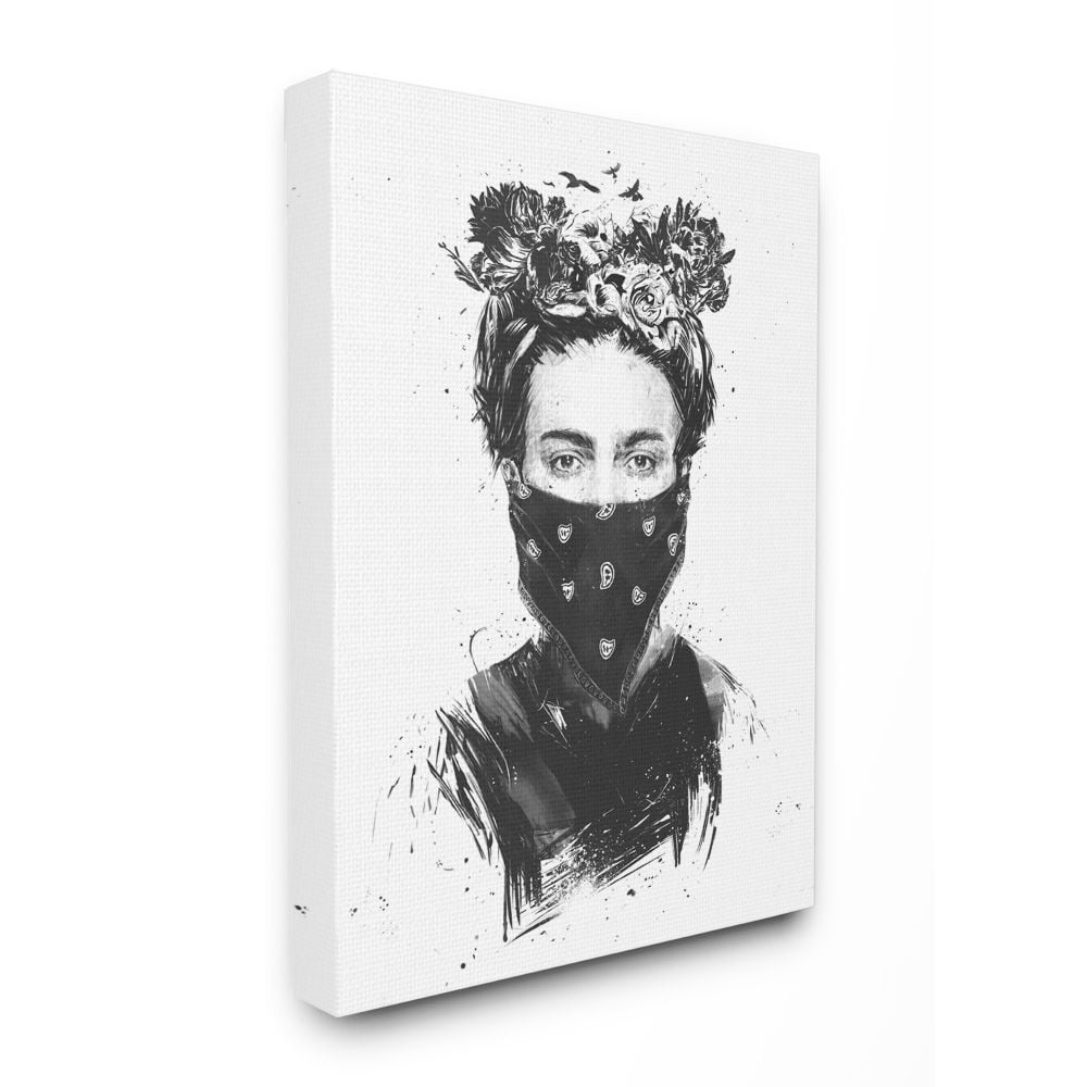 Stupell Industries Rebel Girl Female Empowerment Portrait Iconic Faces Canvas Wall Art Design by Balazs Solti, 30" x 40"