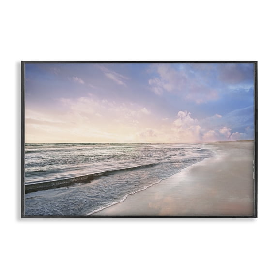 Stupell Industries Receding Beach Shore Landscape & Nature Photography Black Framed Art Print Wall Art, 30 x 20