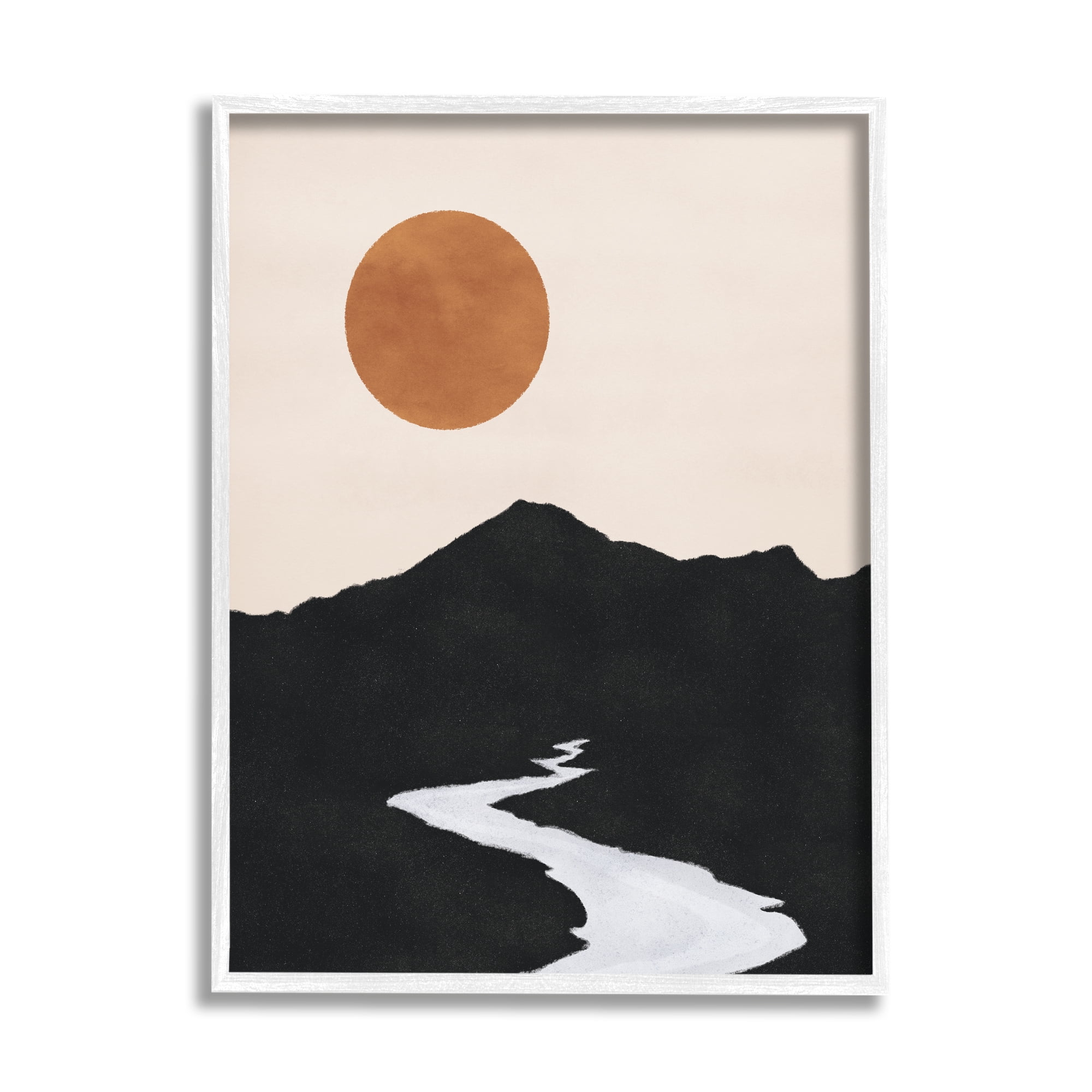 Stupell Industries Receding Stream Into Distant Mountain Ochre Sun Graphic Art White Framed Art Print Wall Art, Design by JJ Design House LLC