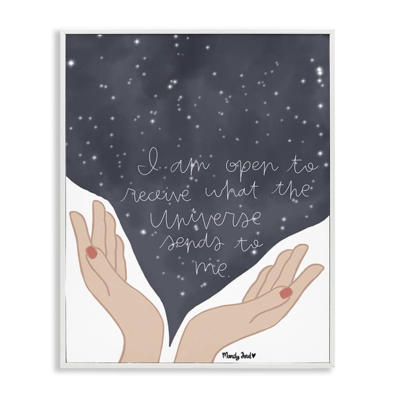 Stupell Industries Receive What Universe Sends Quotes and Sayings Painting White Framed Art Print Wall Art, 16 x 20