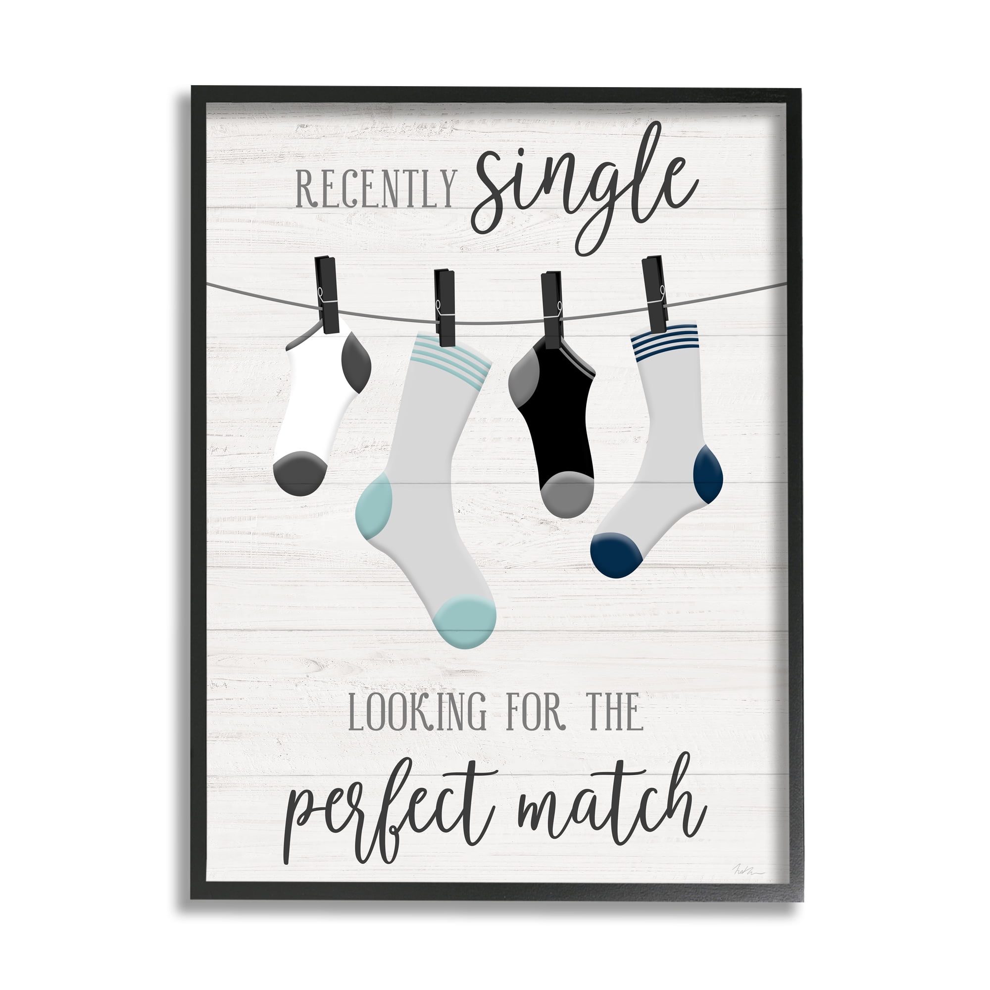 Stupell Industries Recently Single For Perfect Match Laundry Sock Sign, 11 x 14, Design by Natalie Carpentieri