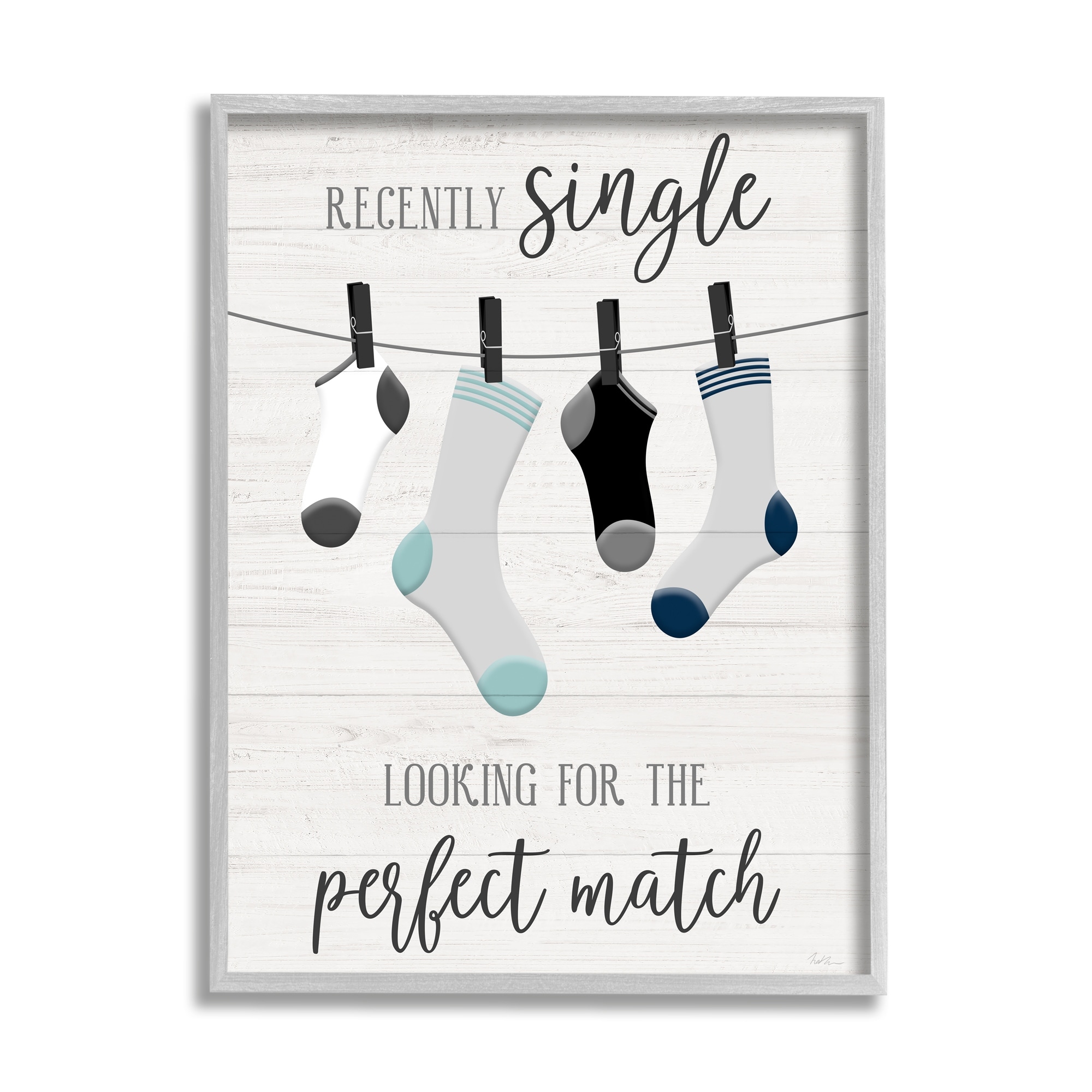 Stupell Industries Recently Single For Perfect Match Laundry Sock Sign, 16 x 20, Design by Natalie Carpentieri