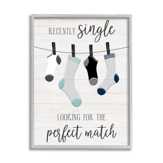 Stupell Industries Recently Single For Perfect Match Laundry Sock Sign, 16 x 20, Design by Natalie Carpentieri