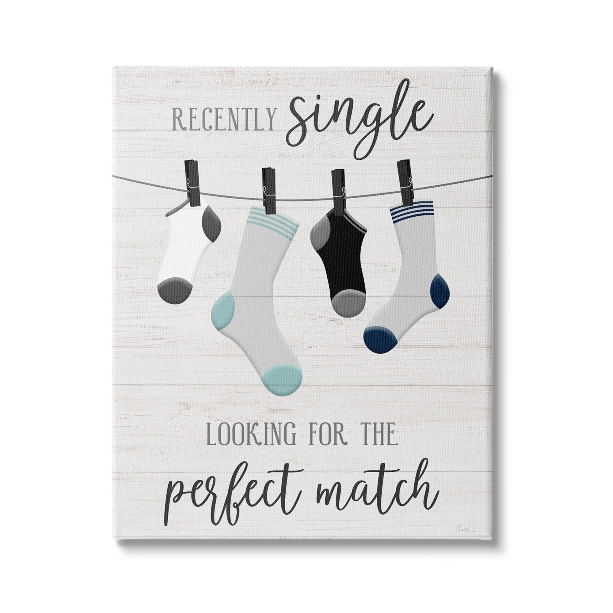 Stupell Industries Recently Single For Perfect Match Laundry Sock Sign, 30 x 40, Design by Natalie Carpentieri