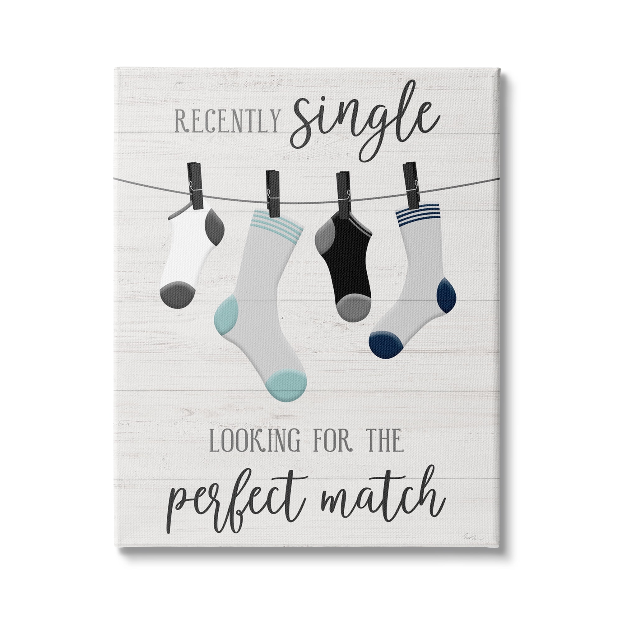 Stupell Industries Recently Single For Perfect Match Laundry Sock Sign, 36 x 48, Design by Natalie Carpentieri