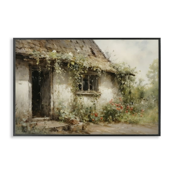 Stupell Industries Reclaimed By Nature Town & City Painting Black Framed Art Print Wall Art, 18 x 12