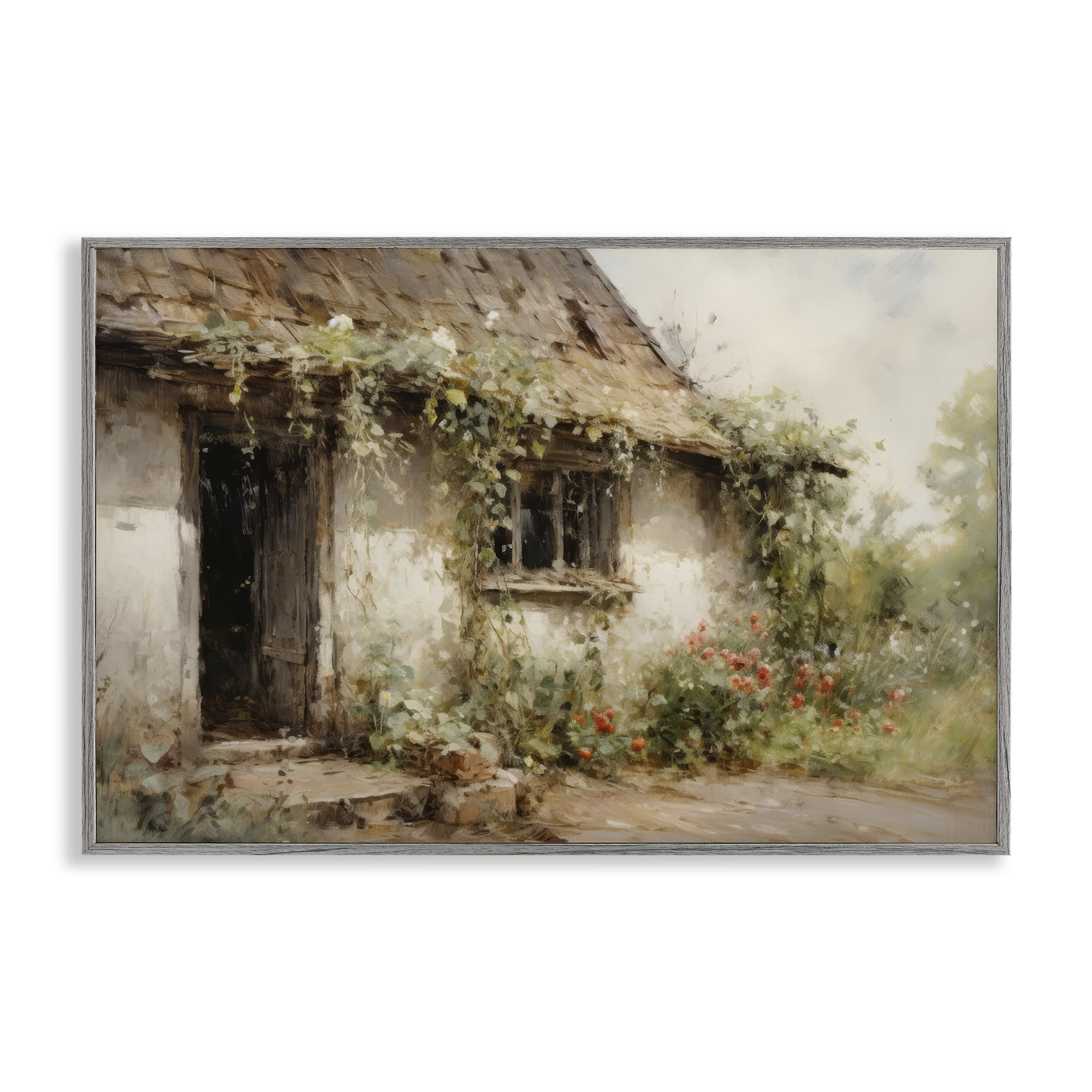 Stupell Industries Reclaimed By Nature Town & City Painting Gray Framed Art Print Wall Art, 24 x 16