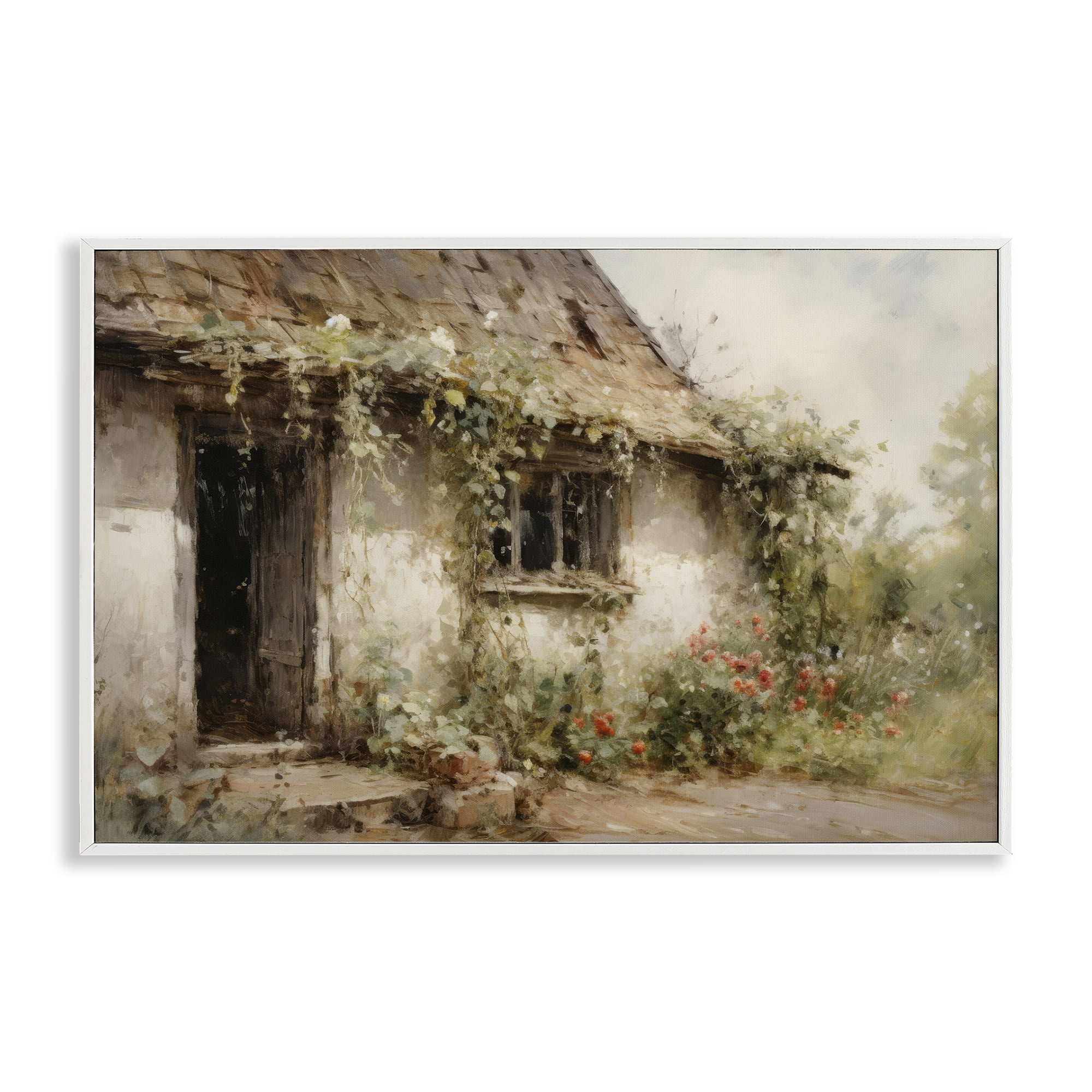 Stupell Industries Reclaimed By Nature Town & City Painting White Framed Art Print Wall Art, 24 x 16