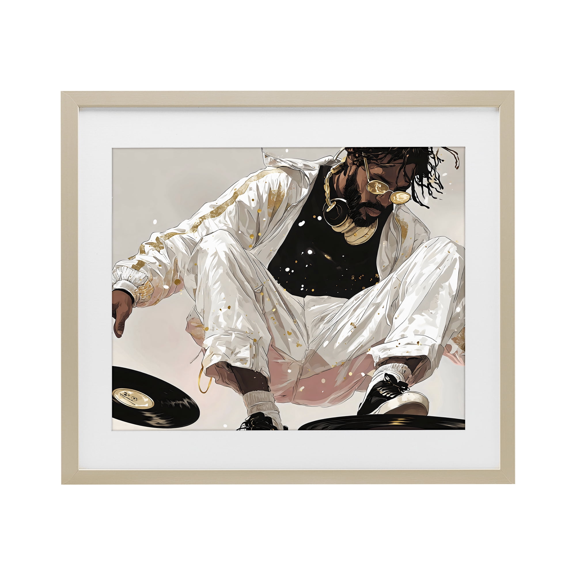 Stupell Industries Record Dance Stylish DJ Birch Framed Print Under Glass, design by Franklyn Gregory