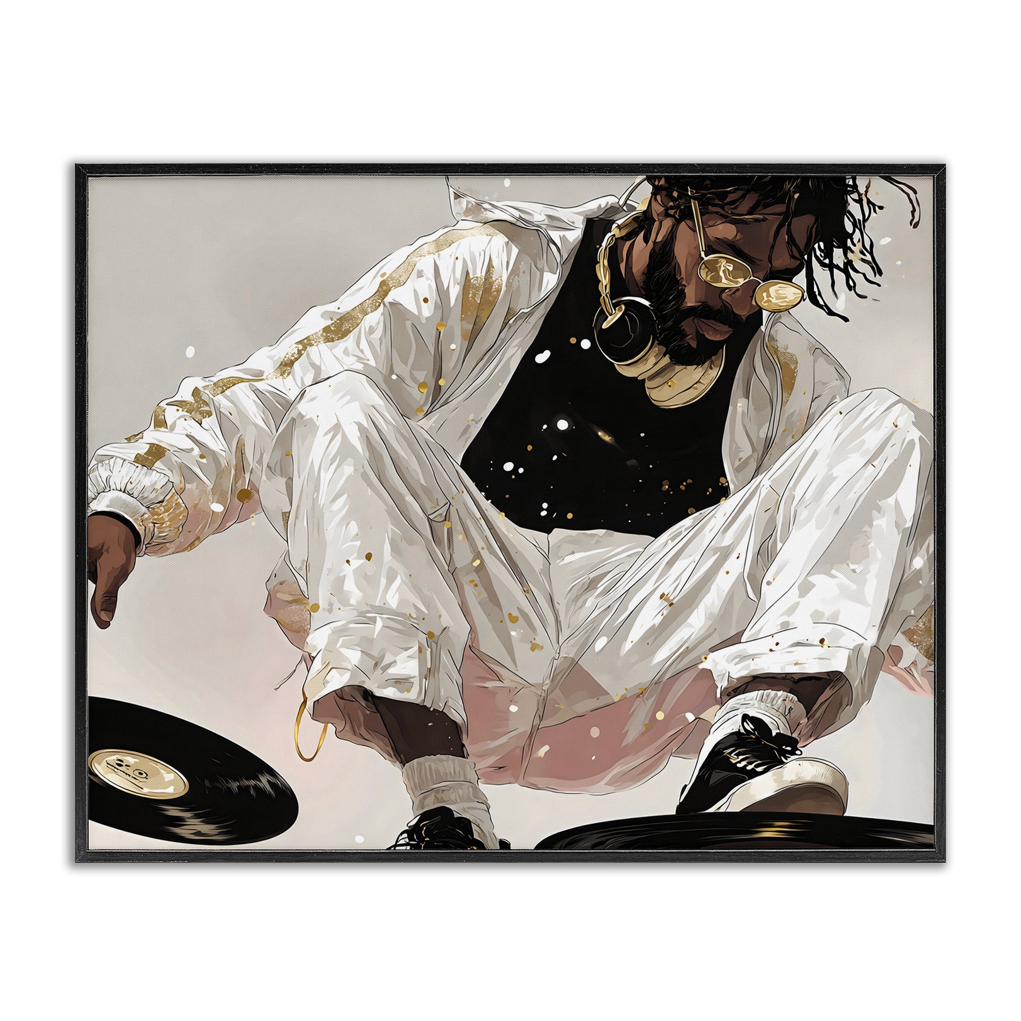 Stupell Industries Record Dance Stylish DJ Black Framed Giclee Art, design by Franklyn Gregory
