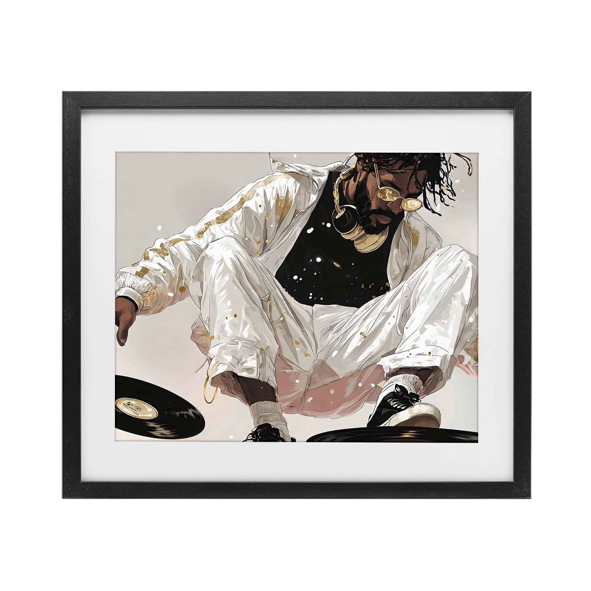Stupell Industries Record Dance Stylish DJ Black Framed Print Under Glass, design by Franklyn Gregory