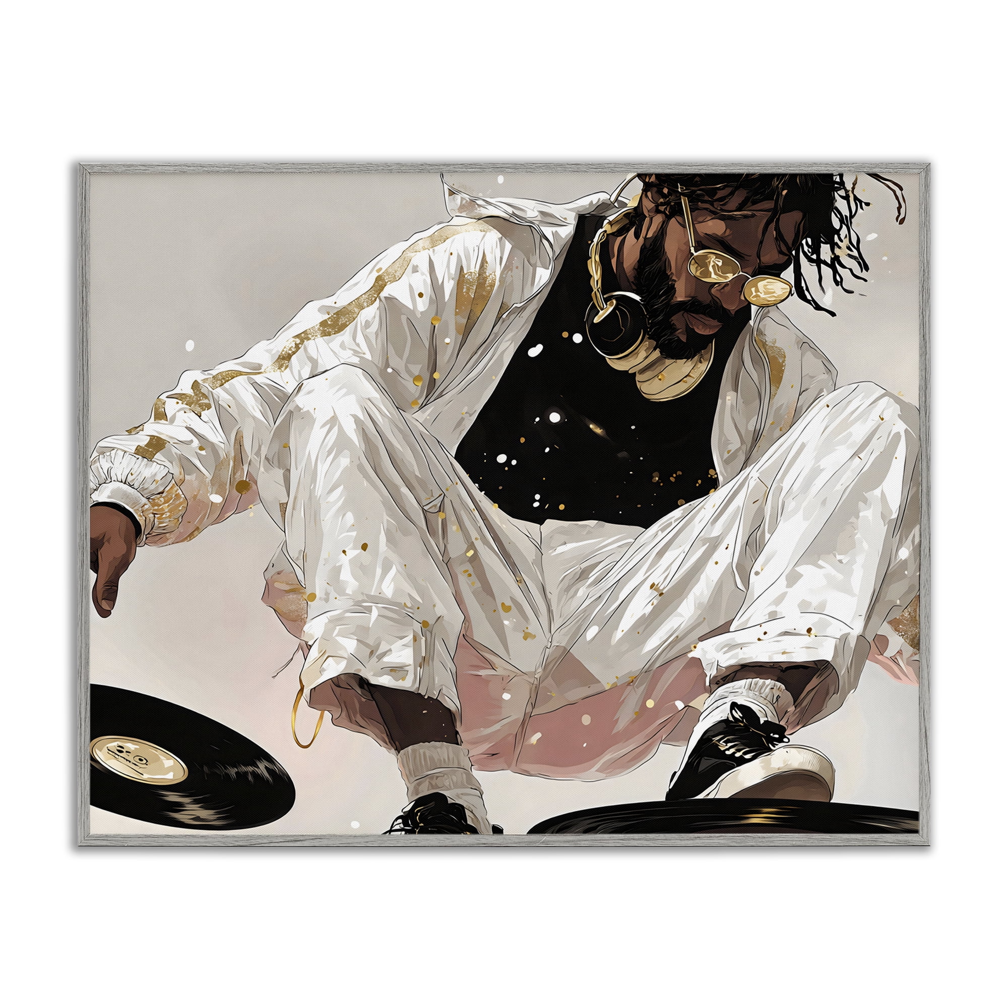Stupell Industries Record Dance Stylish DJ Gray Framed Giclee Art, design by Franklyn Gregory