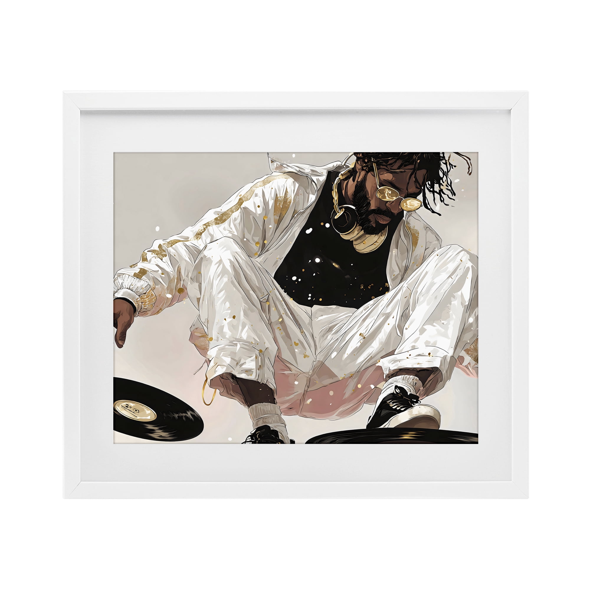 Stupell Industries Record Dance Stylish DJ White Framed Print Under Glass, design by Franklyn Gregory
