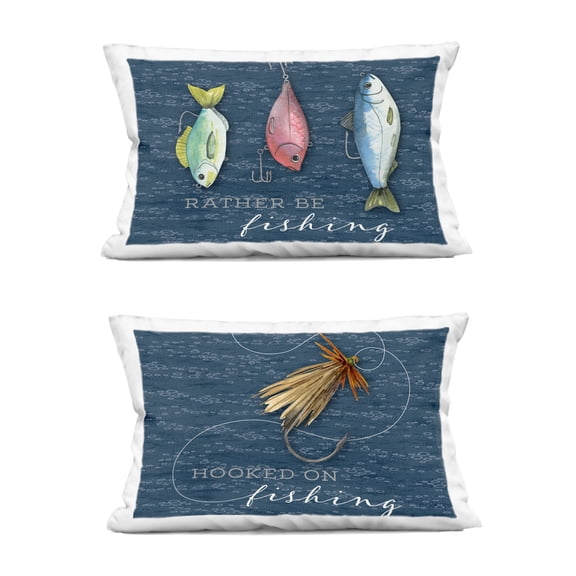 Stupell Industries Recreational Fishing Phrases 2 Piece Decorative Printed Throw Pillow Set, design by Holly Thomas Stein