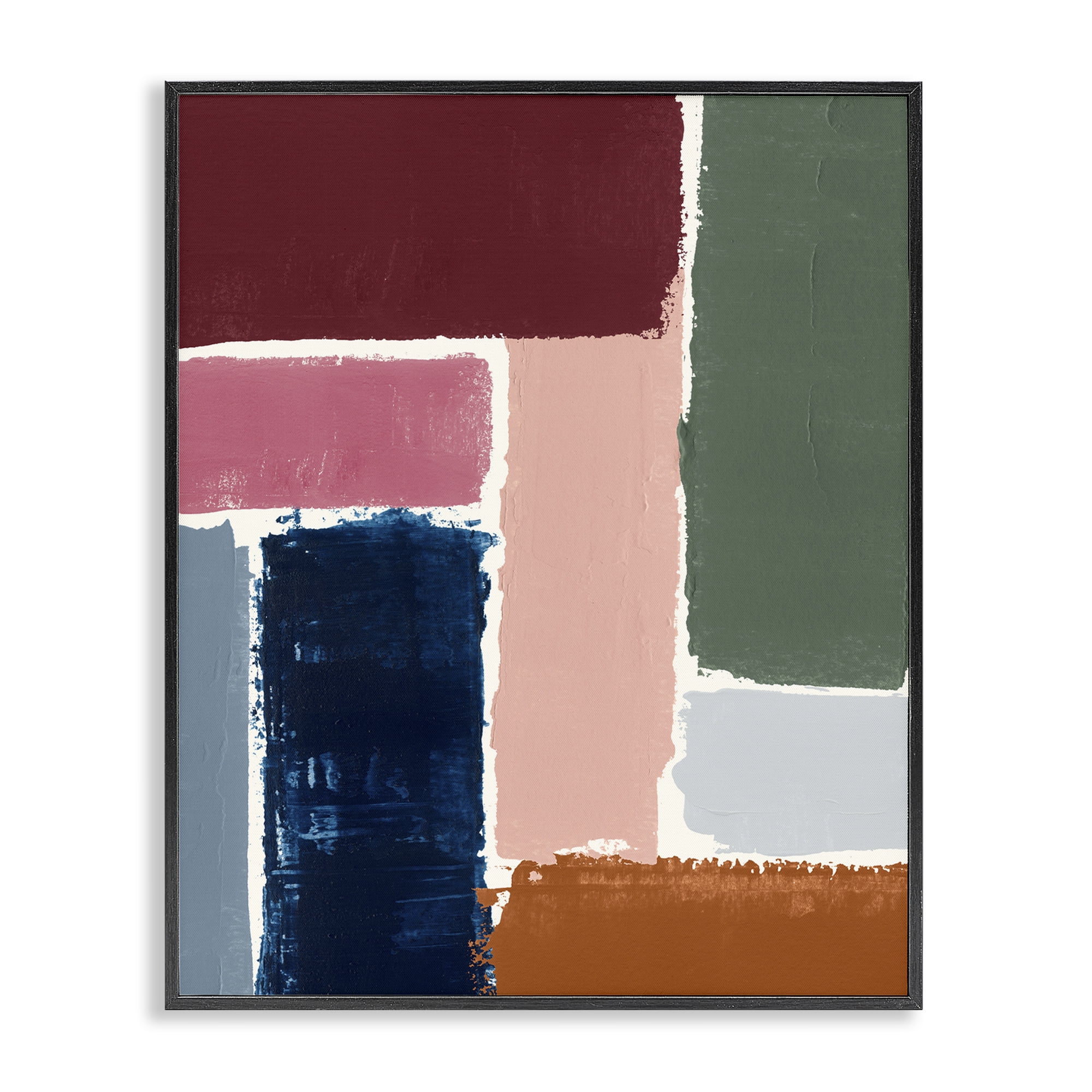 Stupell Industries Rectangular Shapes Pattern Abstract Painting Black Framed Art Print Wall Art, 16 x 20