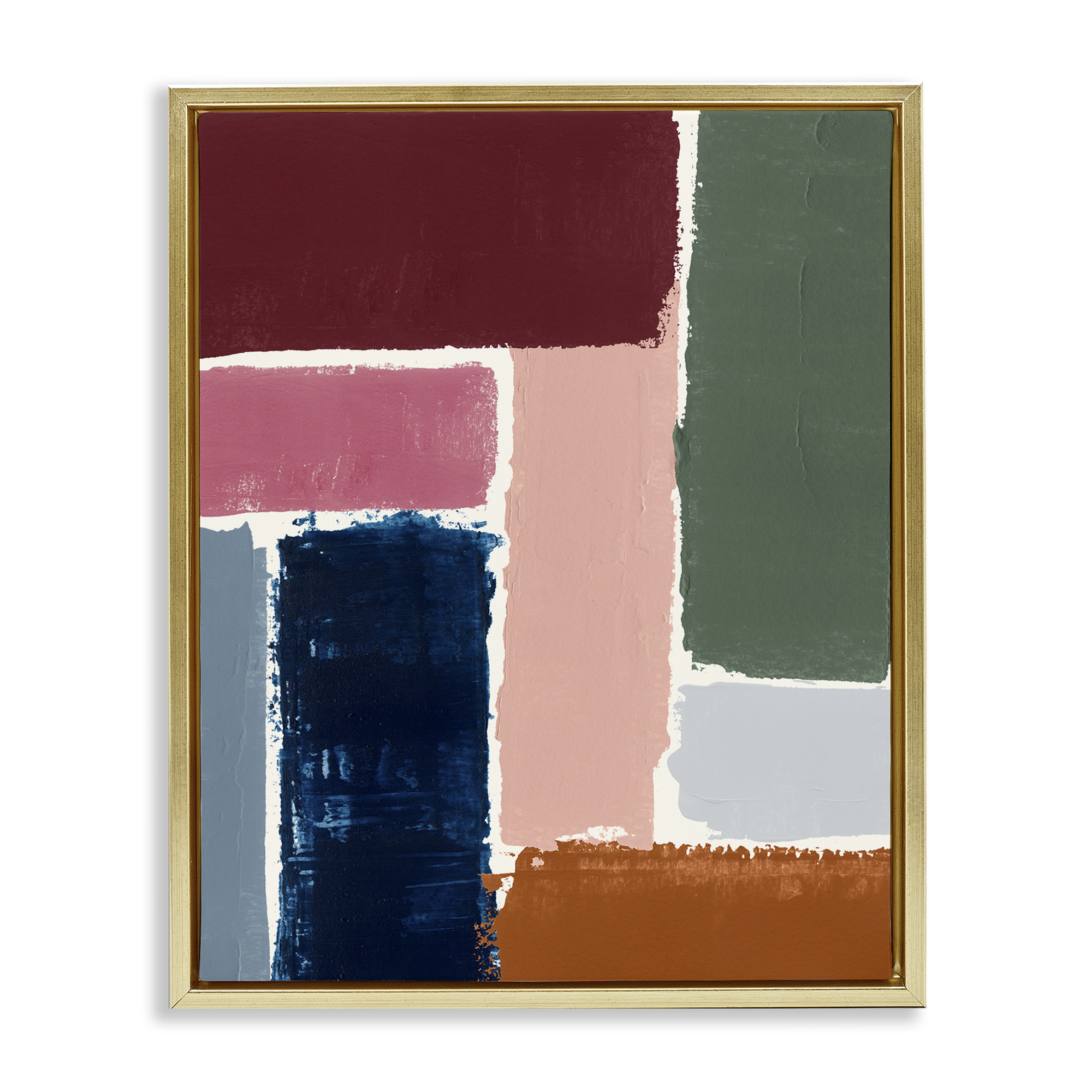 Stupell Industries Rectangular Shapes Pattern Abstract Painting Gold Floater Framed Canvas Art Print Wall Art, 25 x 31