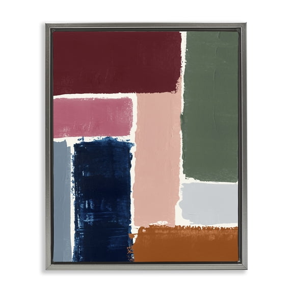 Stupell Industries Rectangular Shapes Pattern Abstract Painting Gray Floater Framed Canvas Art Print Wall Art, 17 x 21