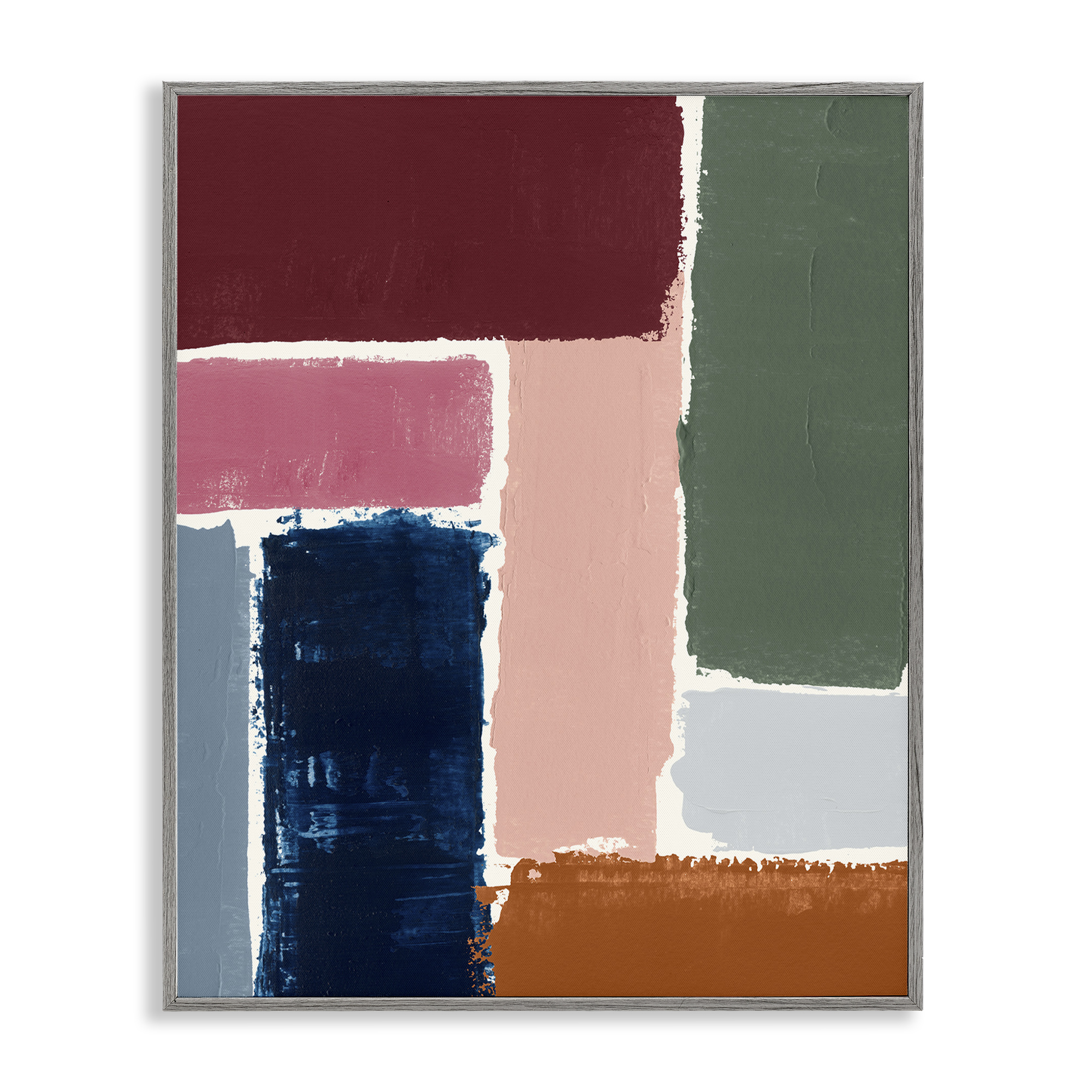 Stupell Industries Rectangular Shapes Pattern Abstract Painting Gray Framed Art Print Wall Art, 16 x 20