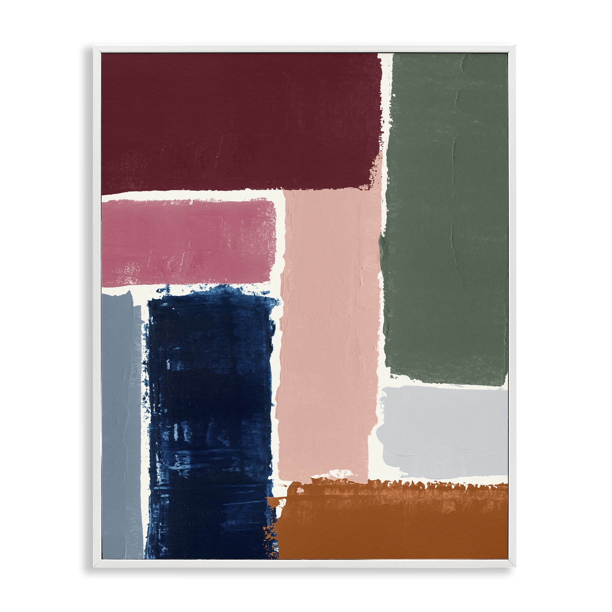 Stupell Industries Rectangular Shapes Pattern Abstract Painting White Framed Art Print Wall Art, 16 x 20