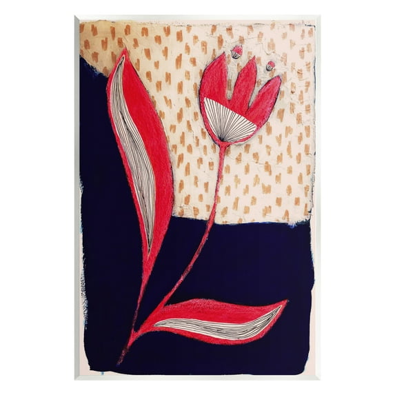 Stupell Industries Red Abstract Flower Botanical & Floral Painting Unframed Art Print Wall Art, 10 x 15