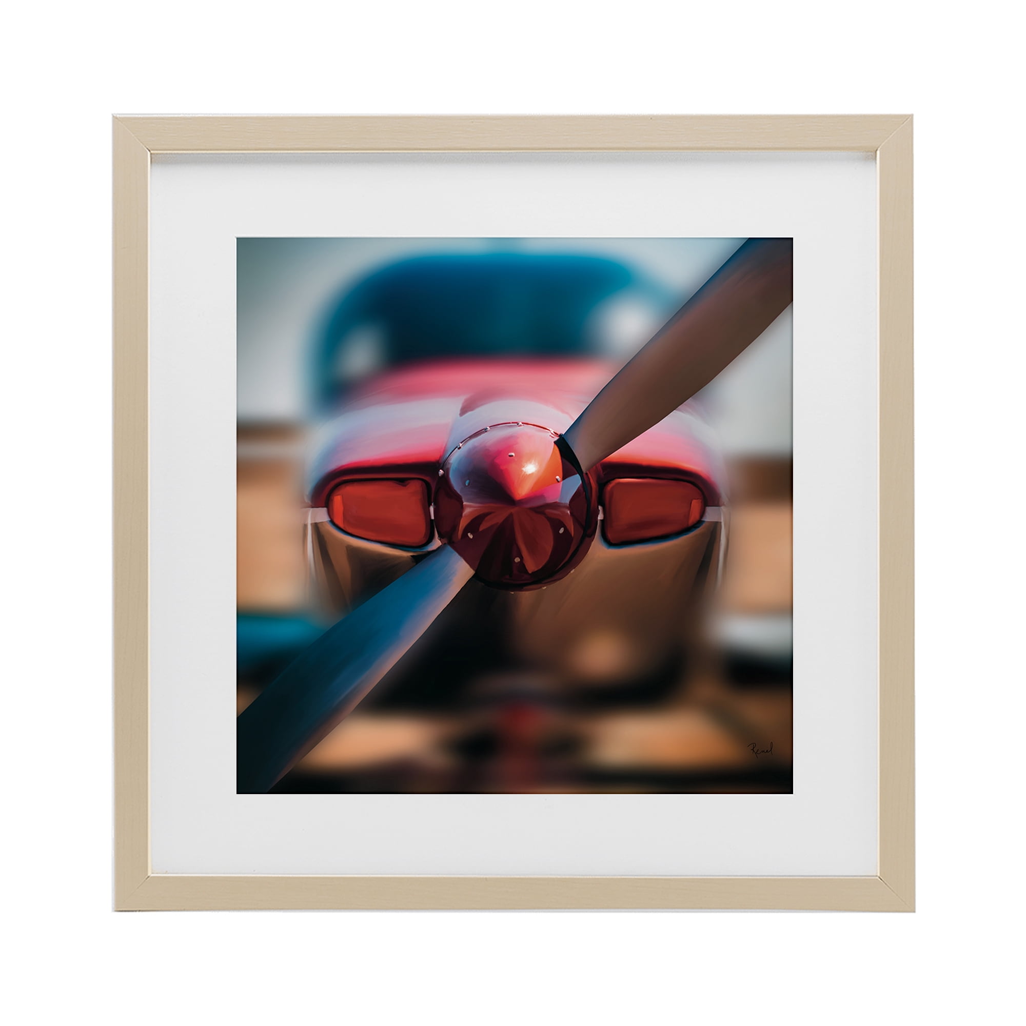 Stupell Industries Red Aircraft Propeller Birch Framed Print Under Glass, design by Renel Peters