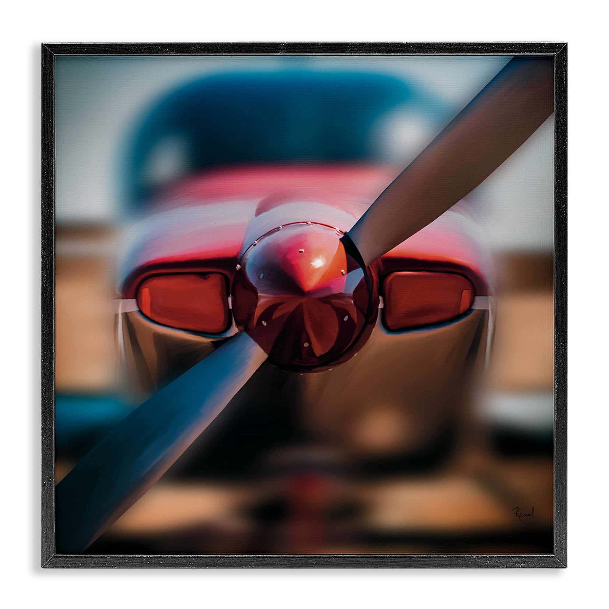 Stupell Industries Red Aircraft Propeller Black Framed Giclee Art, design by Renel Peters