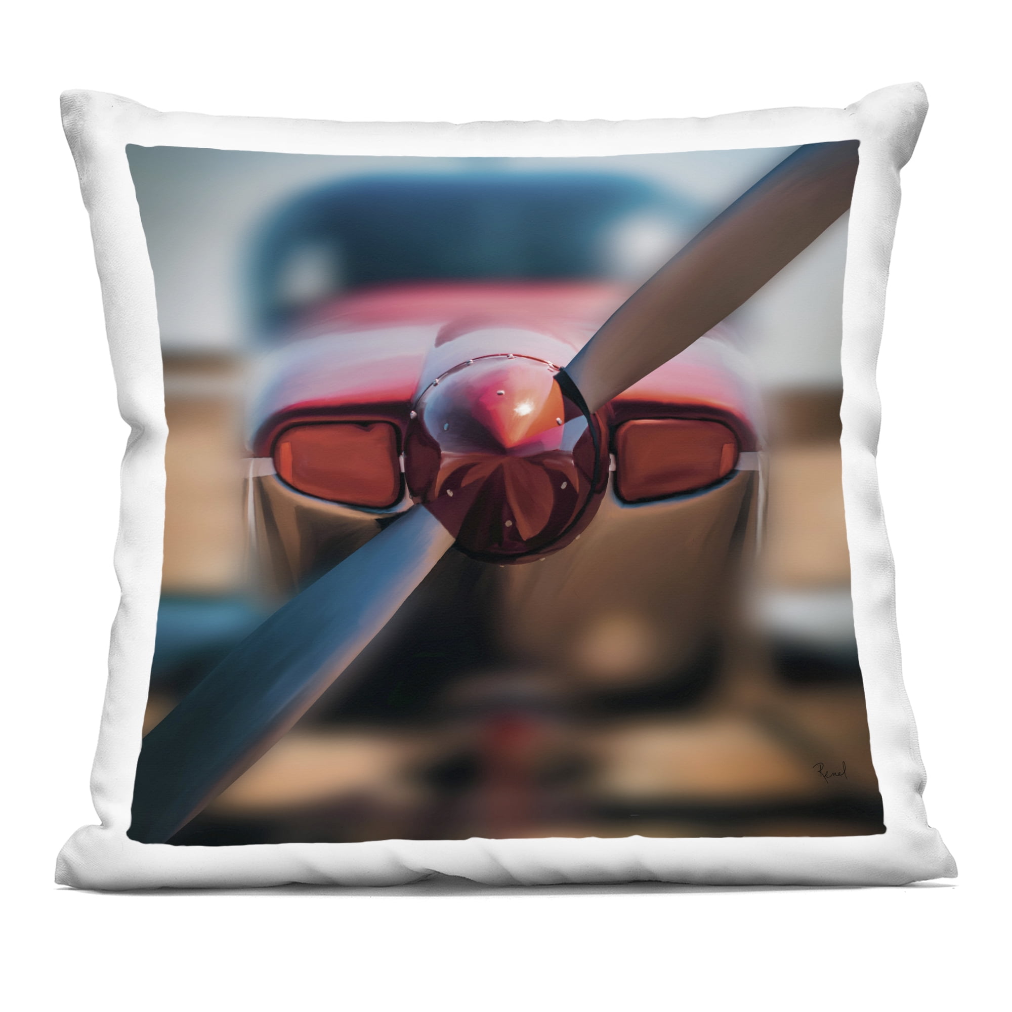 Stupell Industries Red Aircraft Propeller Decorative Printed Throw Pillow, design by Renel Peters, 18 x 7 x 18