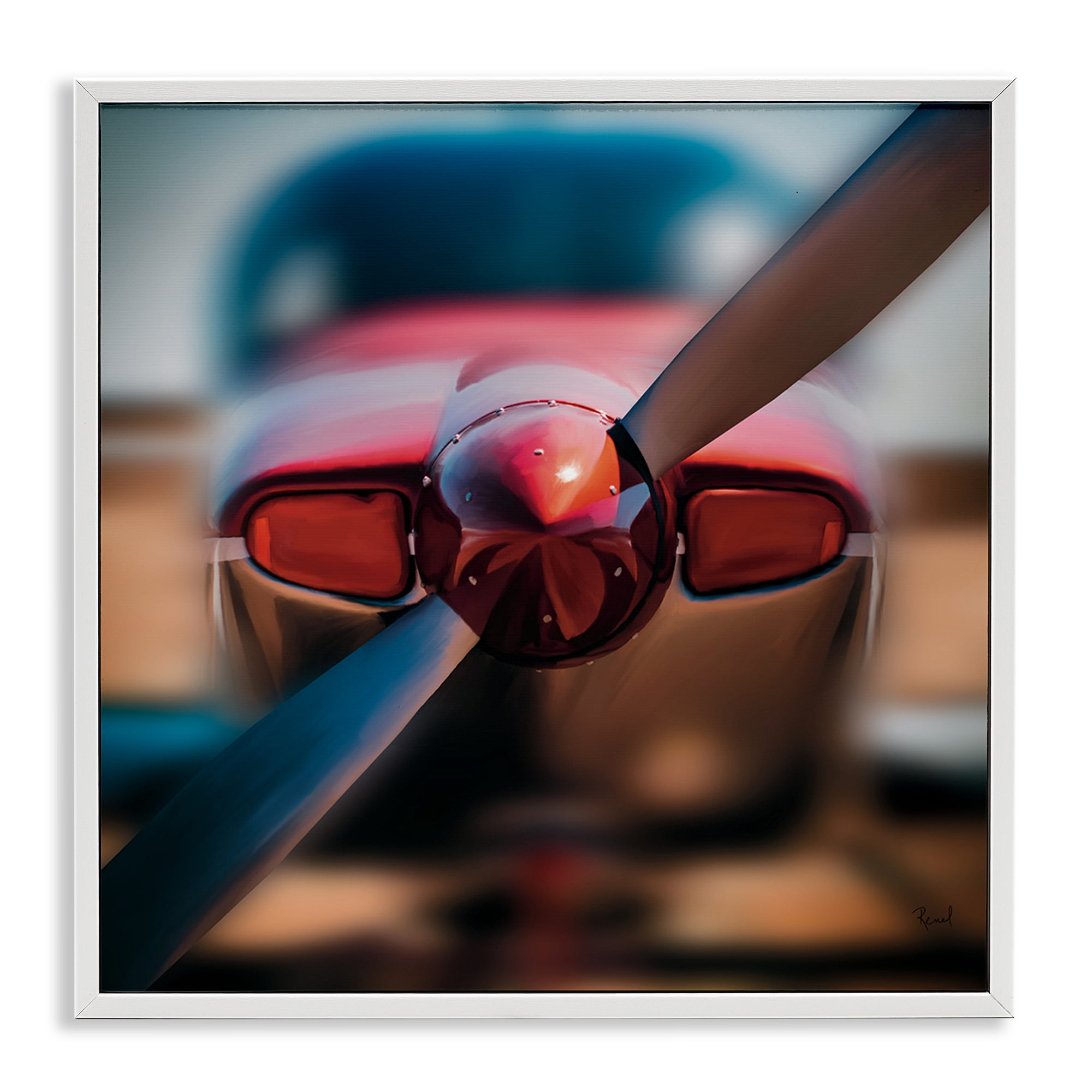 Stupell Industries Red Aircraft Propeller White Framed Giclee Art, design by Renel Peters