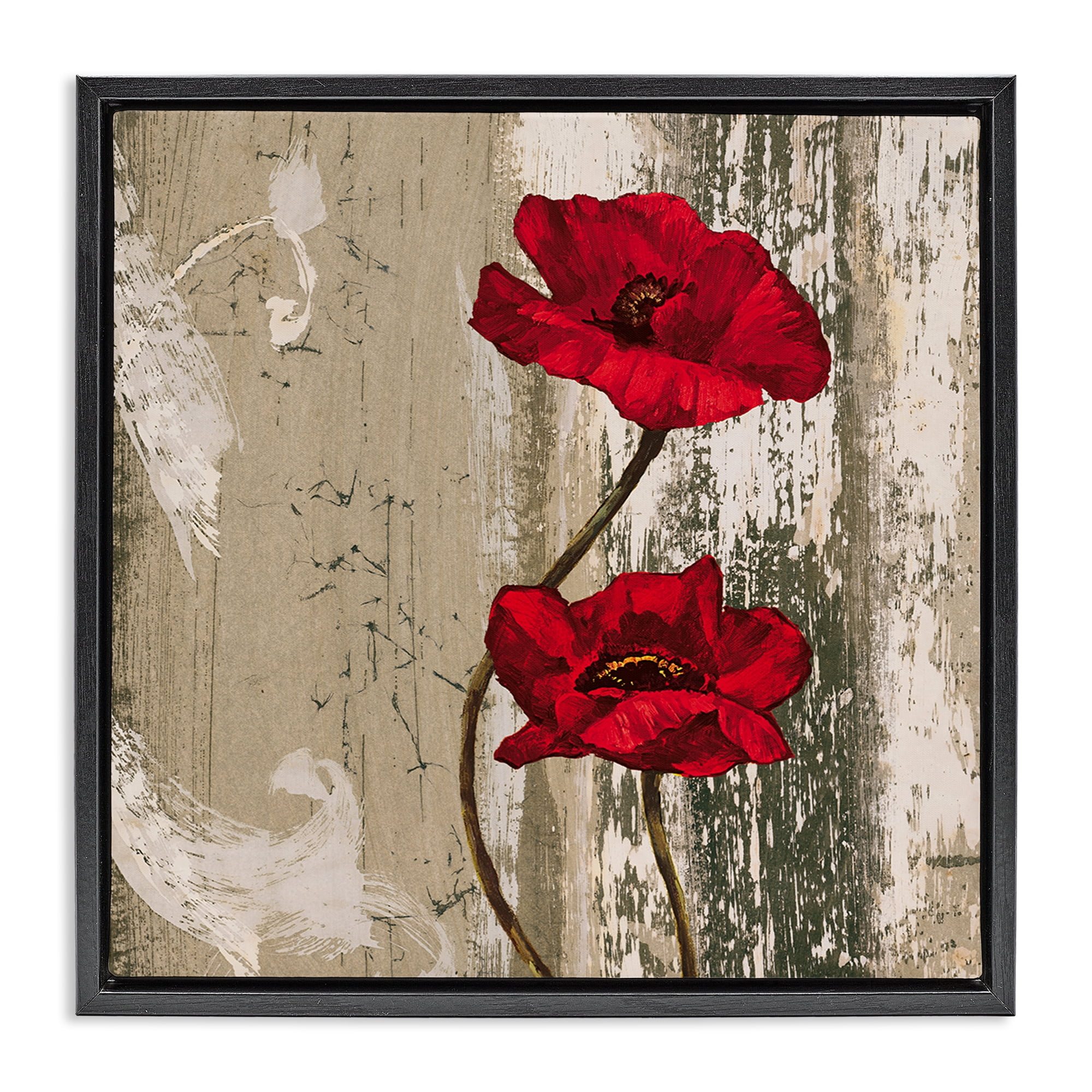 Stupell Industries Red Anemones Duo Plants & Flowers Painting Black Floater Framed Canvas Art Print Wall Art, 18 x 18