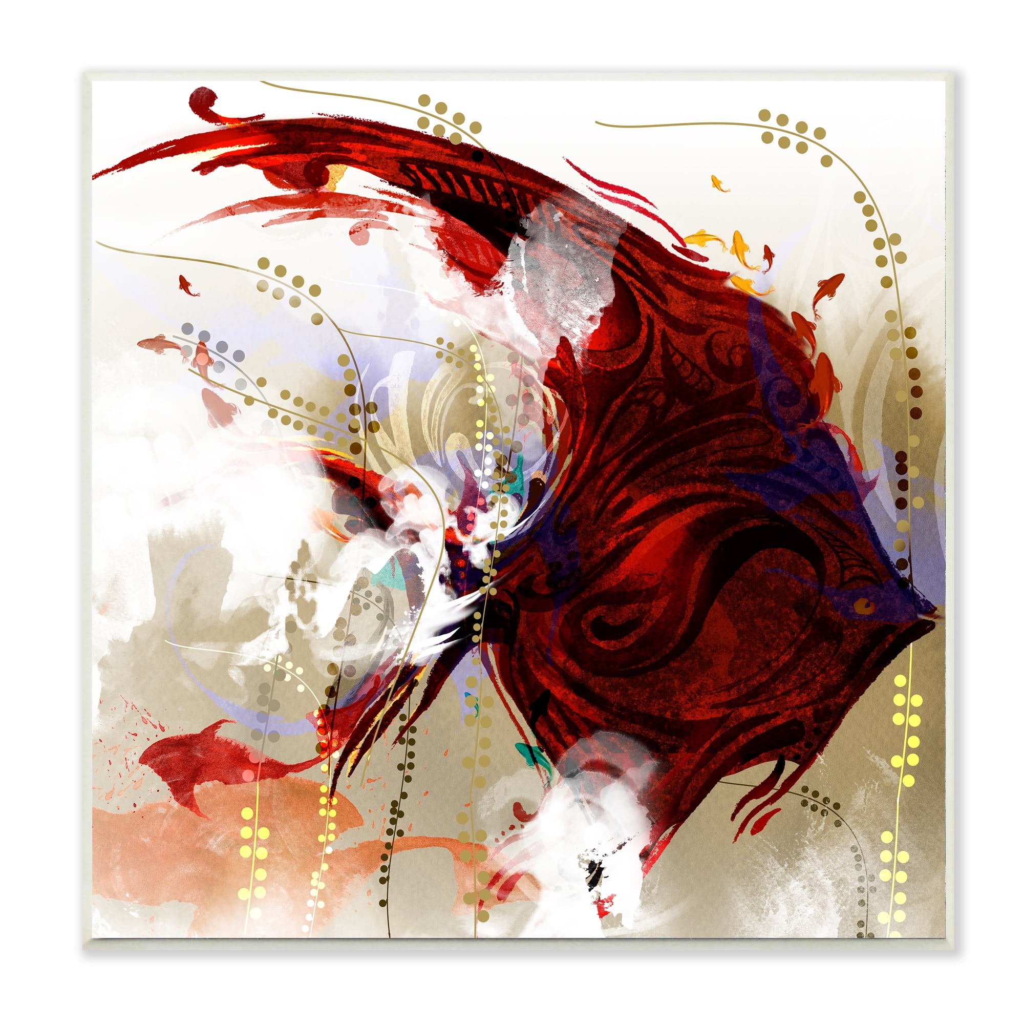 Stupell Industries Red Angel Fish Abstraction Regal Ocean Design Wall Plaque, 12 x 12, Design by Helen Abbas