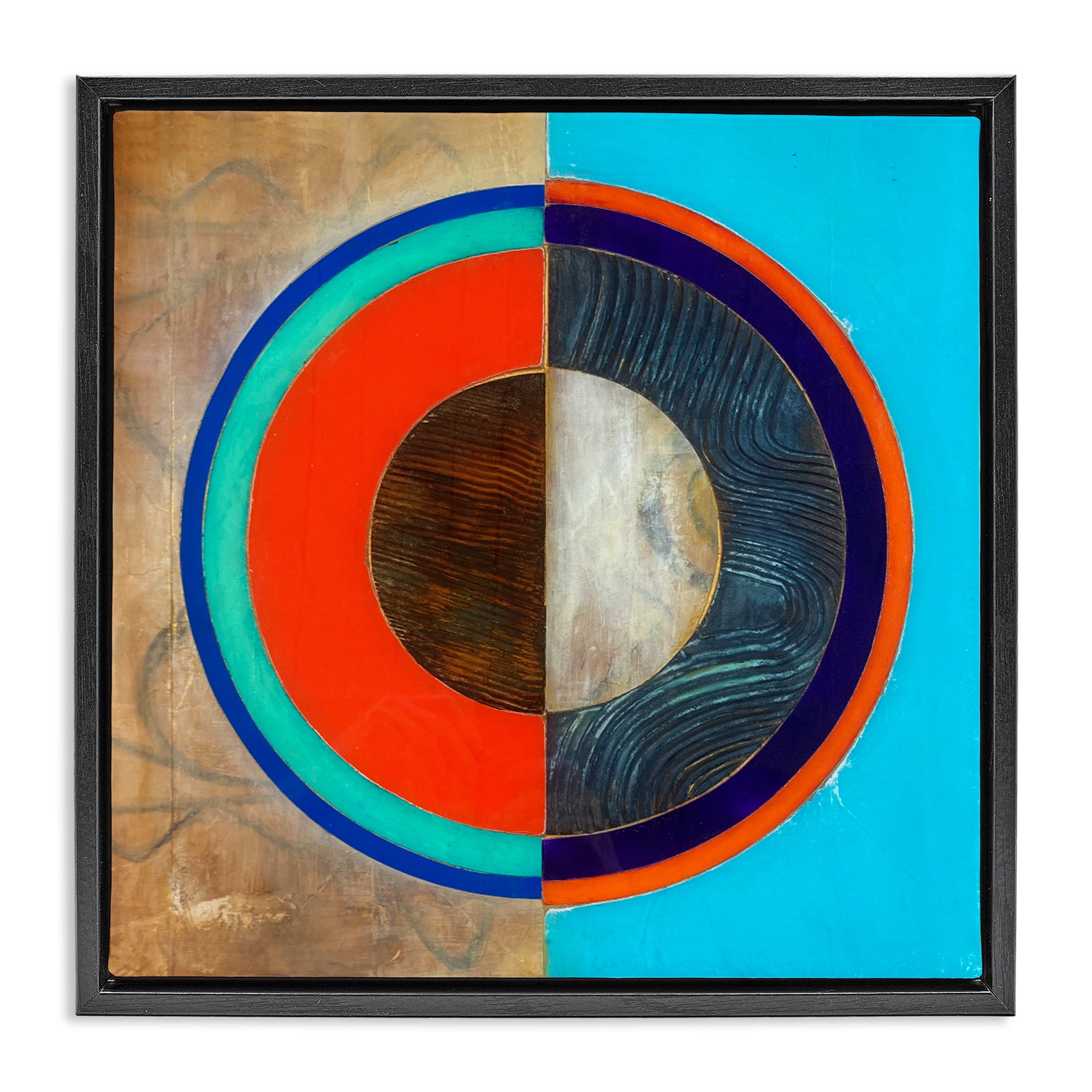 Stupell Industries Red Arc Summer Circle Black Framed Floater Canvas Wall Art, design by Matthew Finger