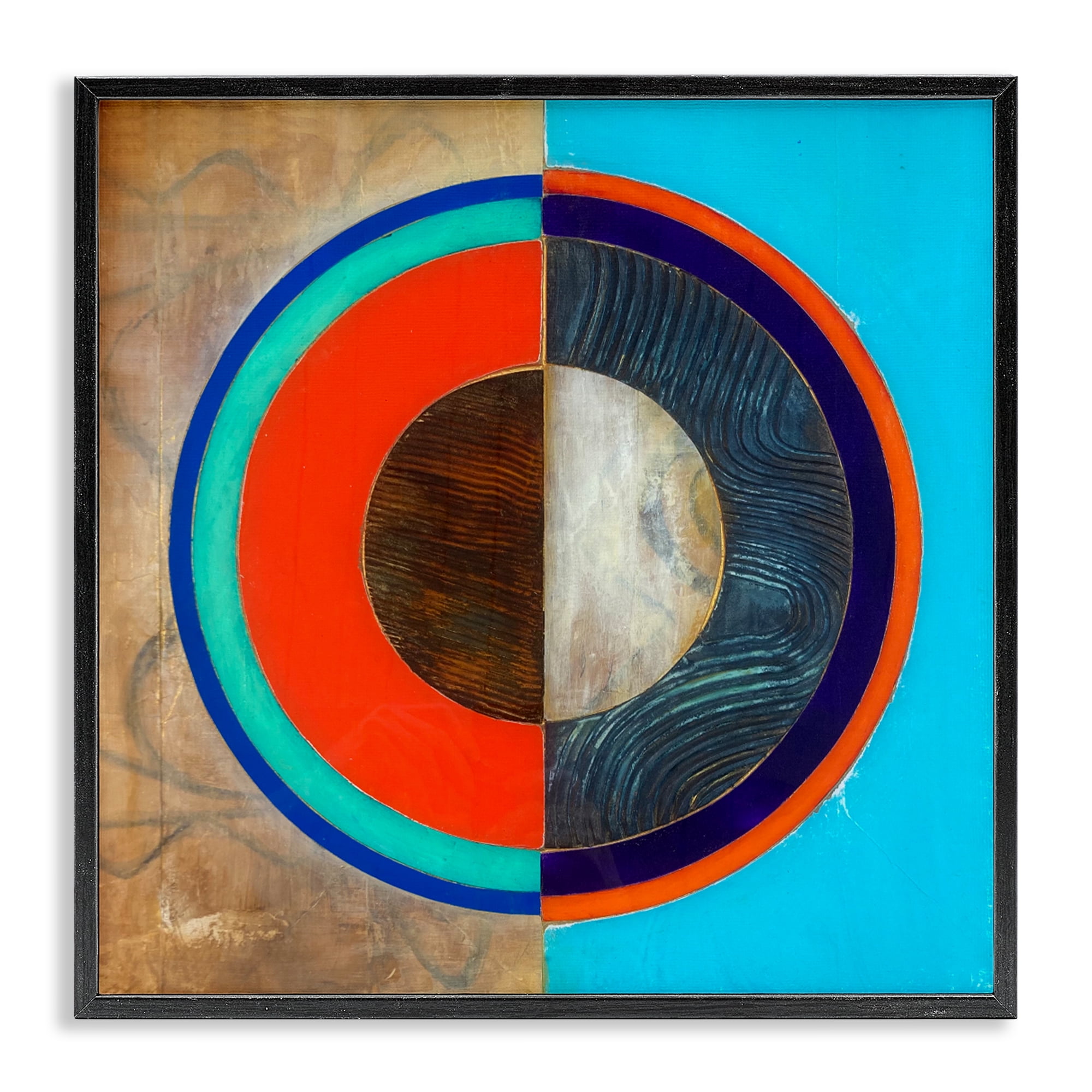 Stupell Industries Red Arc Summer Circle Black Framed Giclee Art, design by Matthew Finger