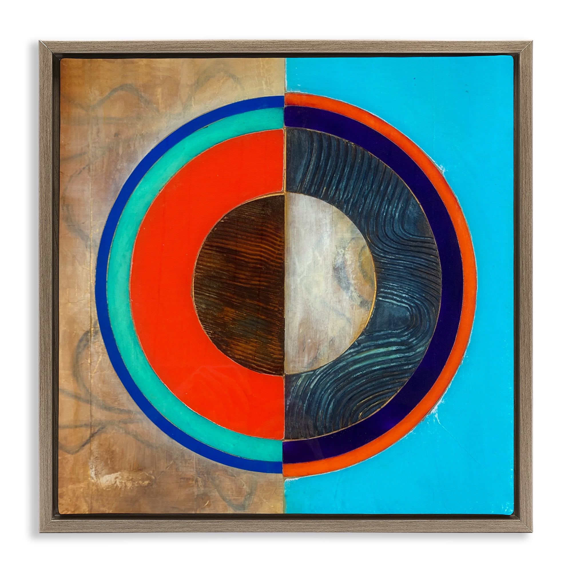 Stupell Industries Red Arc Summer Circle Brown Framed Floater Canvas Wall Art, design by Matthew Finger