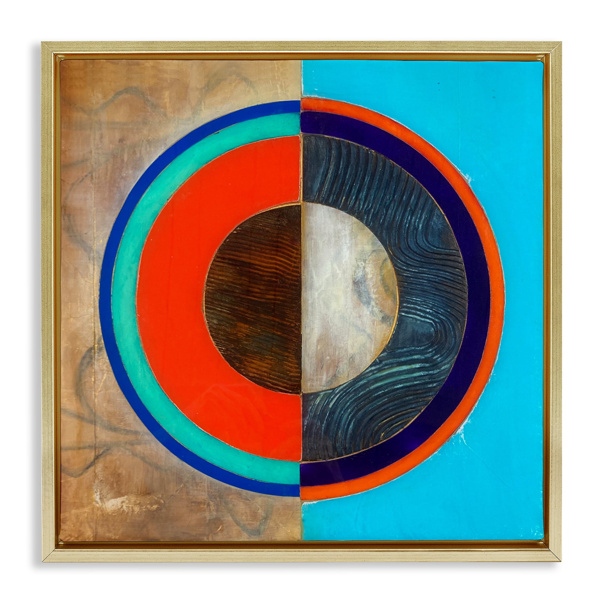 Stupell Industries Red Arc Summer Circle Gold Framed Floater Canvas Wall Art, design by Matthew Finger