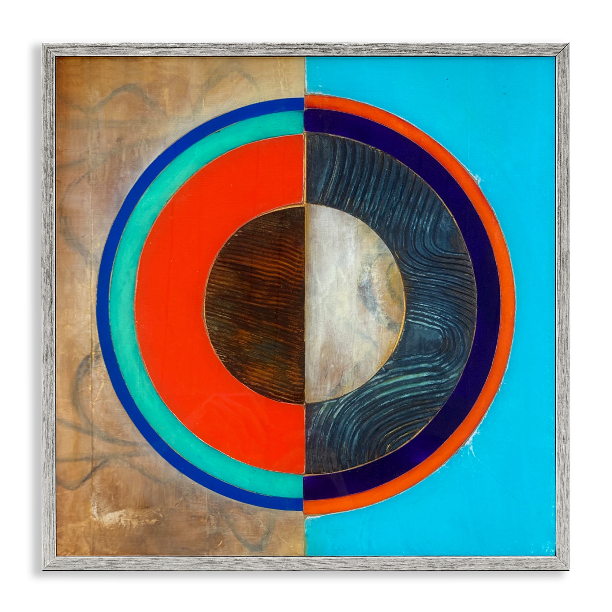 Stupell Industries Red Arc Summer Circle Gray Framed Giclee Art, design by Matthew Finger